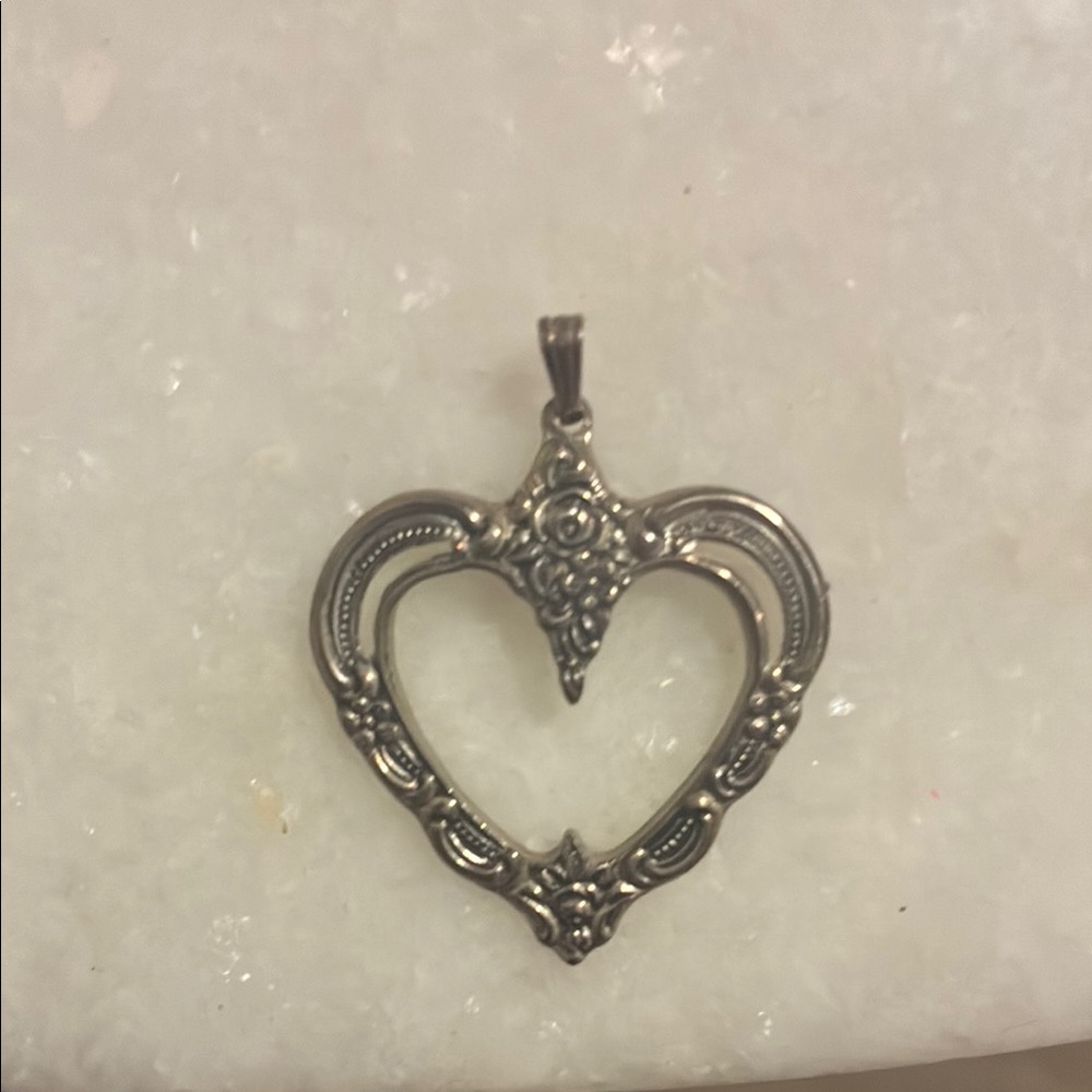 Towle Silver Vintage 1976 Ornate Heart Necklace Pendant Sterling 925